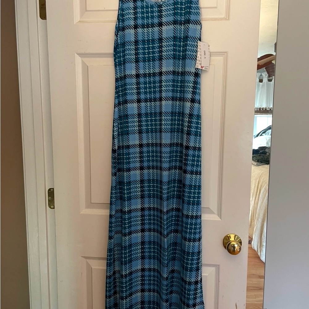 LuLaRoe Blue Black Halter Sundress Maxi
